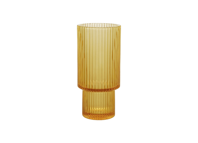 Amber Ribbed Drinking Glass