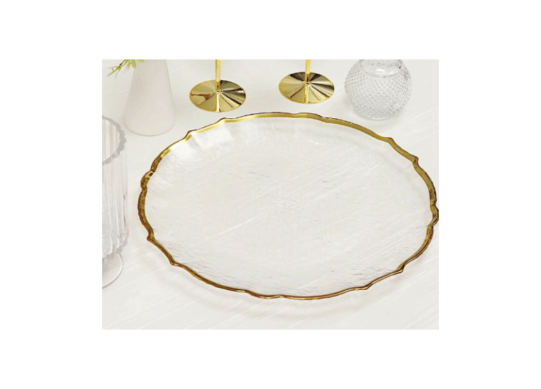 Gold Trimmed Glass Charger